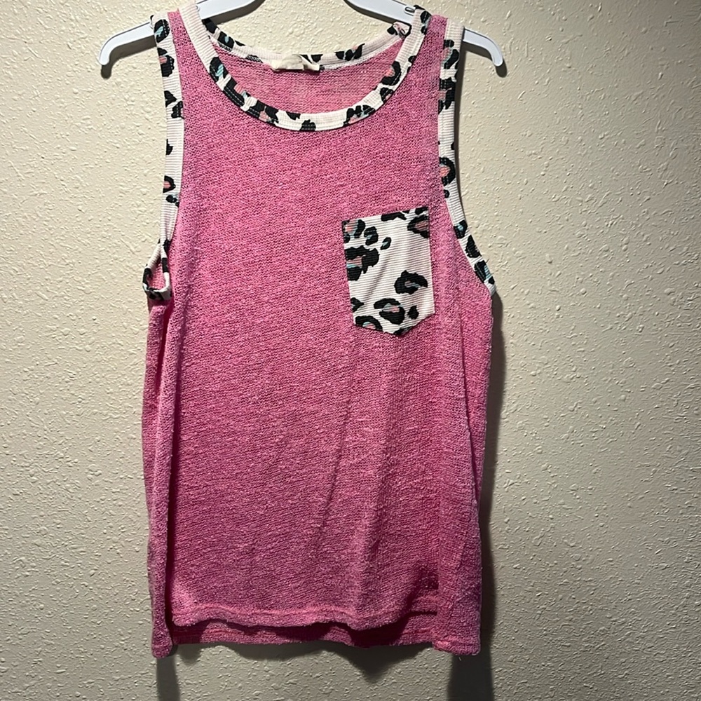 Magenta , cheetah trimmed tank-top